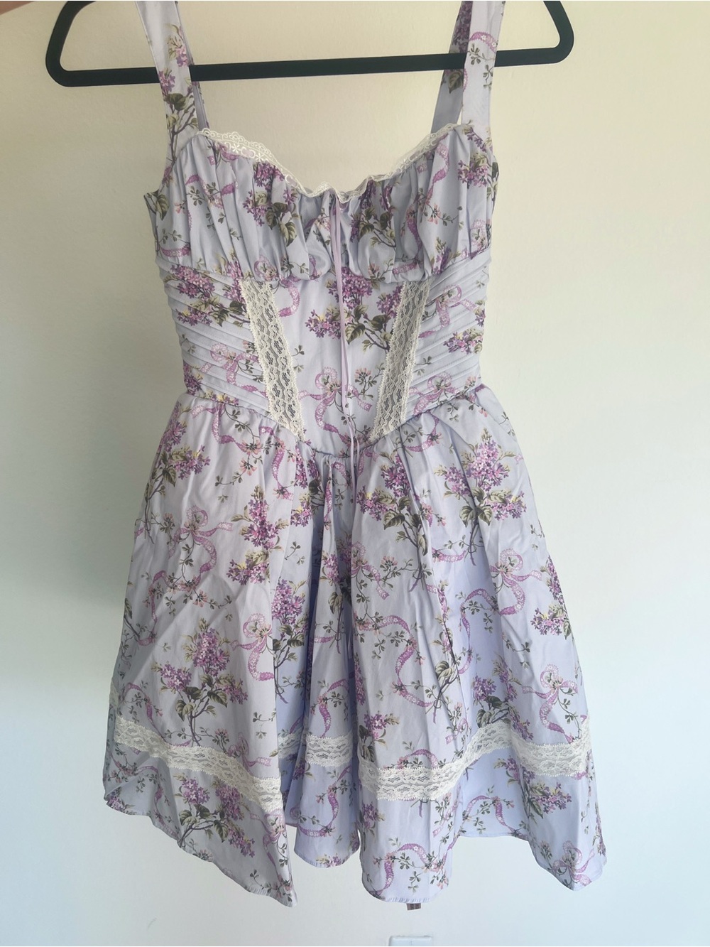 House of CB Lavender Floral Lace-Trim Mini Dress - Picture 2 of 8